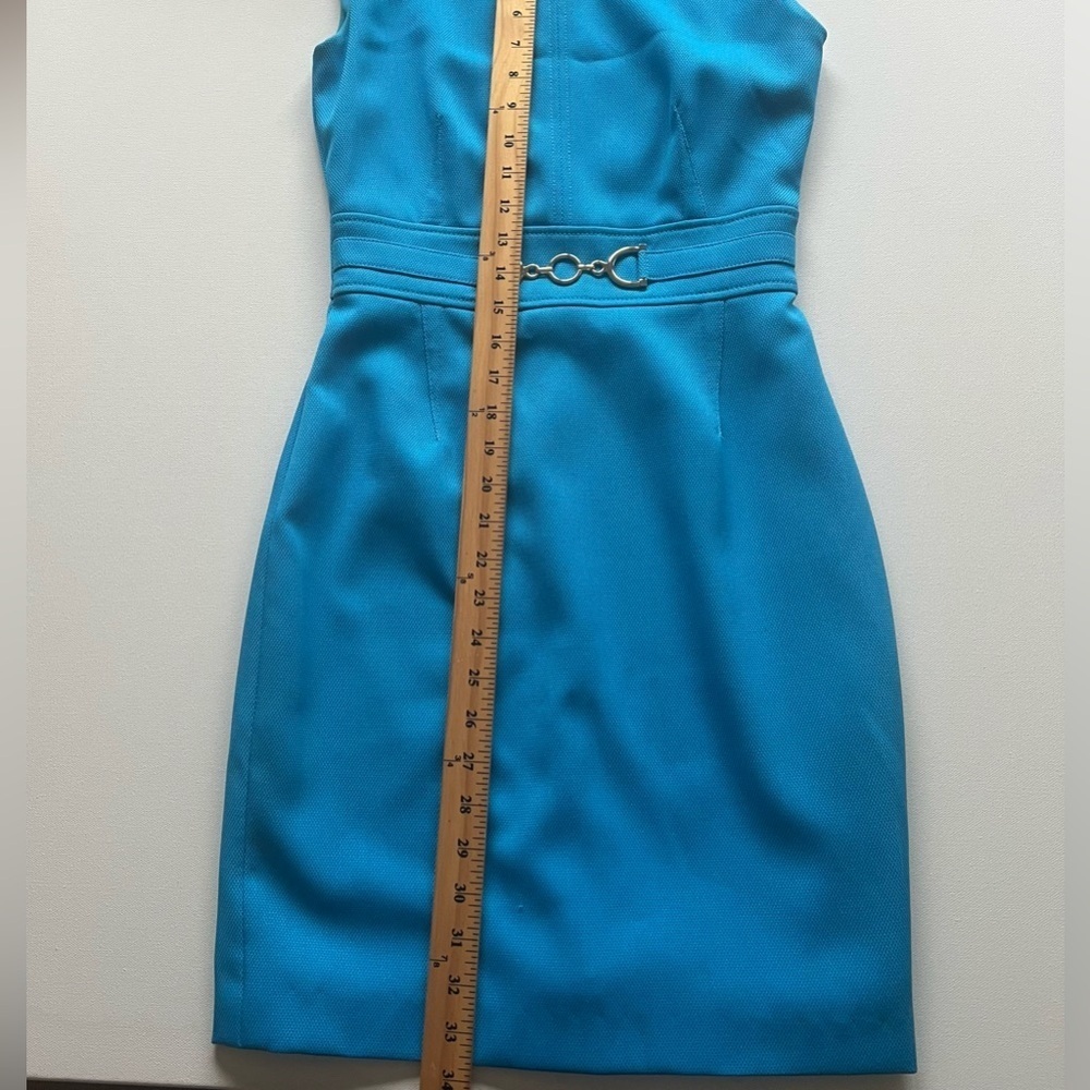 EUC Tahari Arthurs Levine Sleeveless Dress Size 4 Turquoise (F1) - Picture 9 of 9